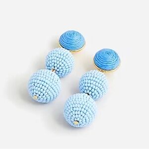 Faux-raffia-and-bead drop earrings